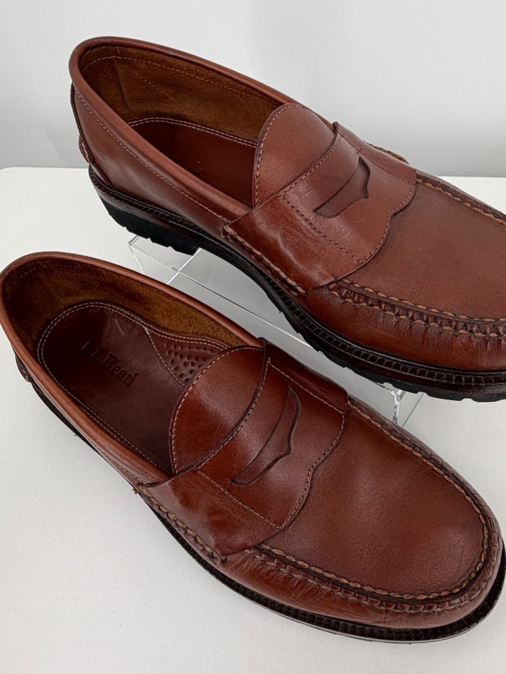 L.L.Bean Classic Brown Leather Penny Loafers Slip On Mens Size 11 EE Wide